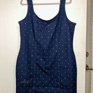 Chic Denim Dress with diamond Dots